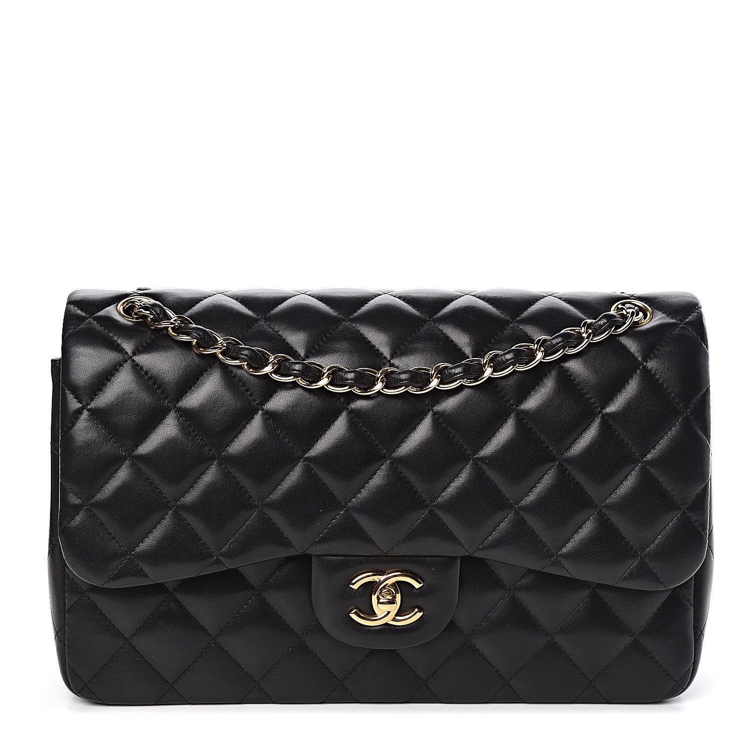 Chanel Lambskin Quilted Jumbo Double Flap Black 2 of 13