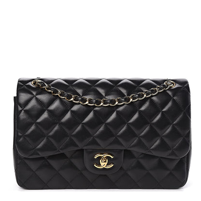 Chanel Lambskin Quilted Jumbo Double Flap Black 2 of 13