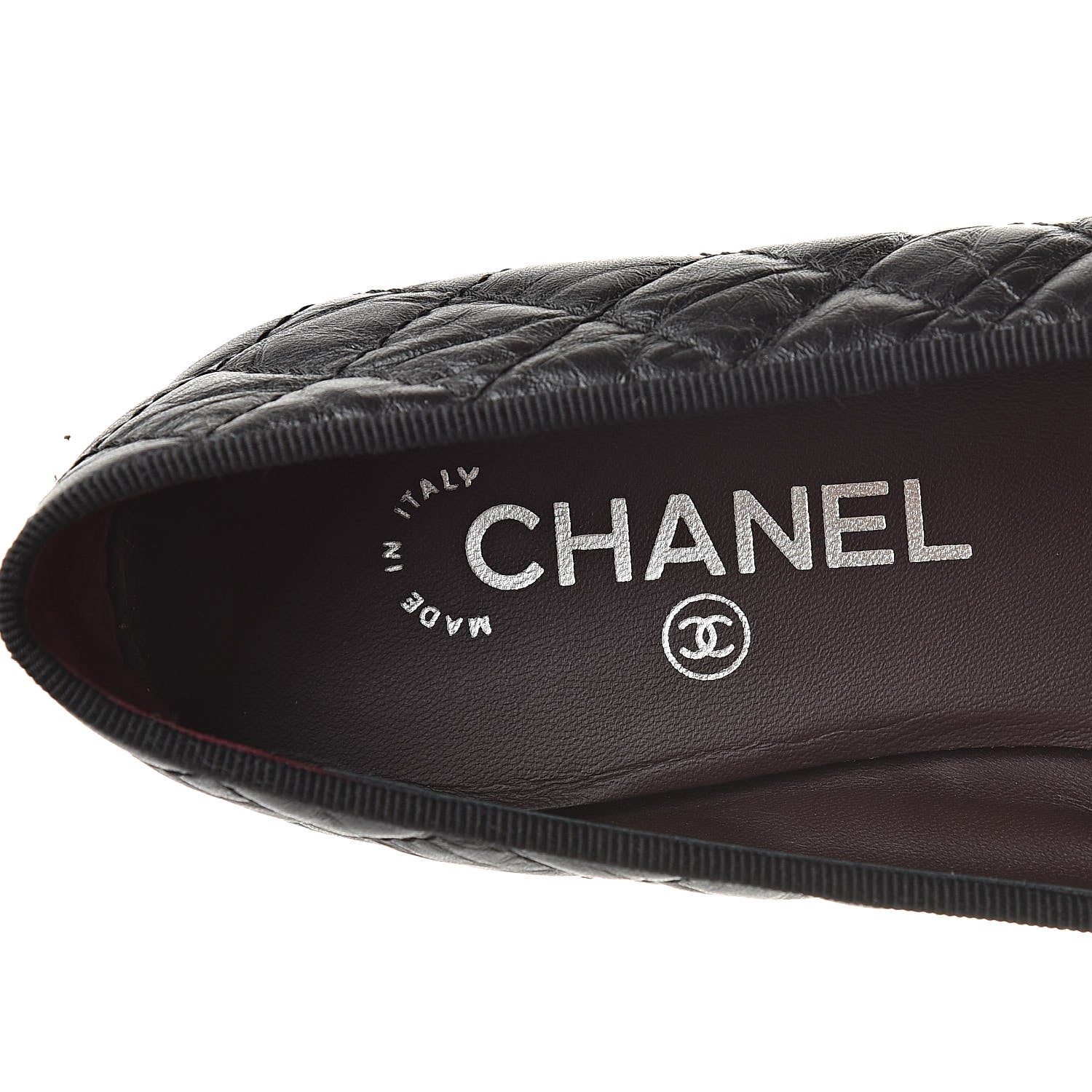 Chanel Aged Calfskin Quilted Cap Toe Ballerina Flats 37.5 Black 7 of 15