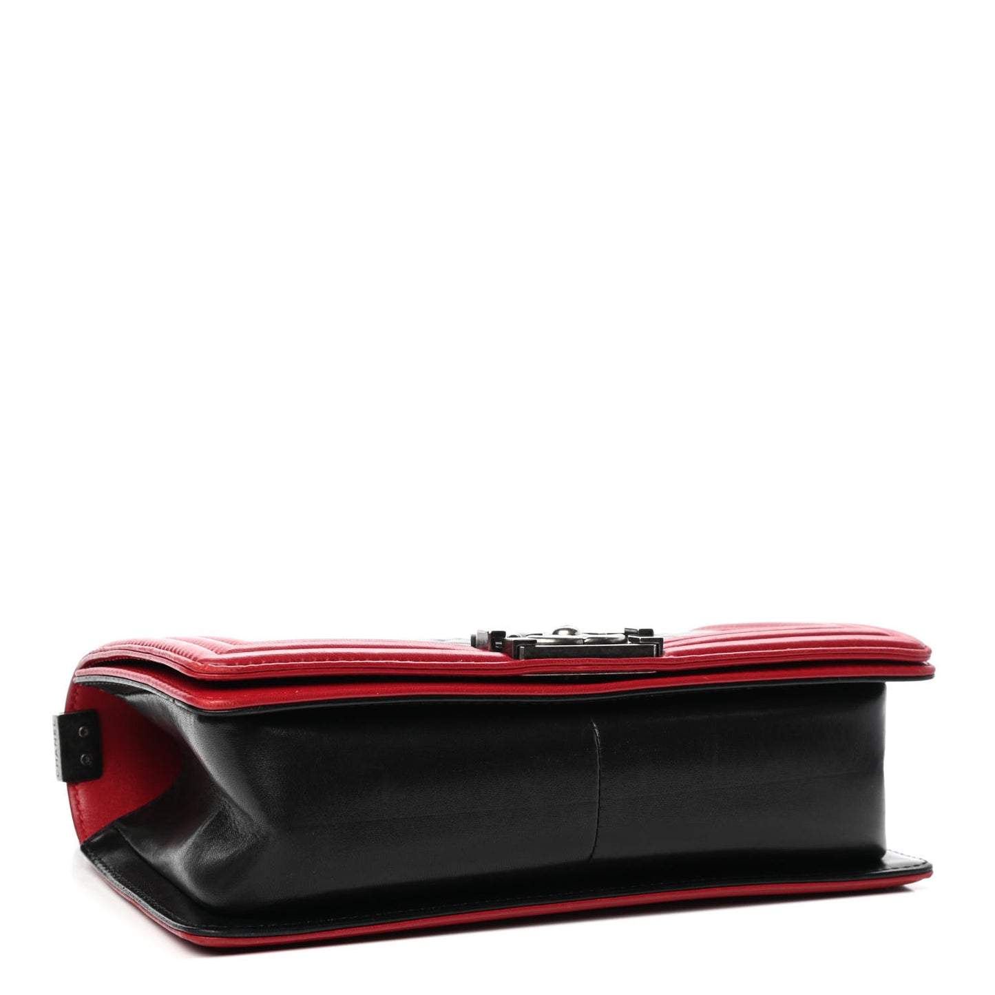 Lambskin Quilted Medium Boy Flap Black Red