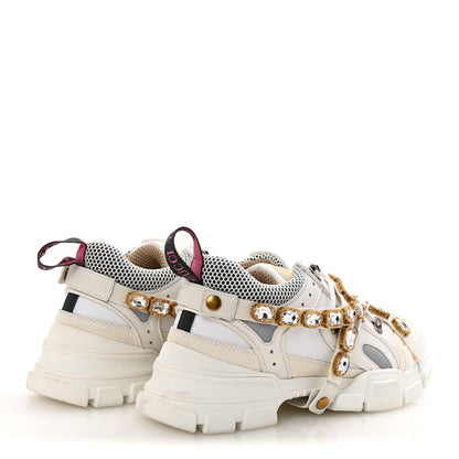 Gucci X SEGA Mesh Calfskin Suede Removable Crystals Mens Flashtrek Sneakers 9 Great White 5 of 9