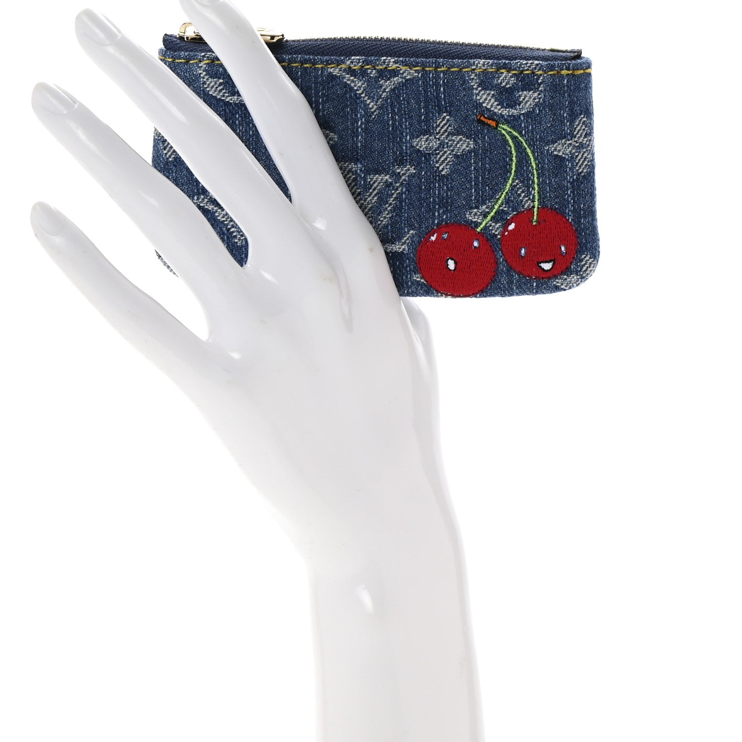 Louis Vuitton LV X TM Monogram Denim Cerises Key Pouch Blue 2 of 8
