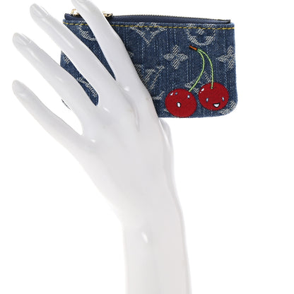 Louis Vuitton LV X TM Monogram Denim Cerises Key Pouch Blue 2 of 8