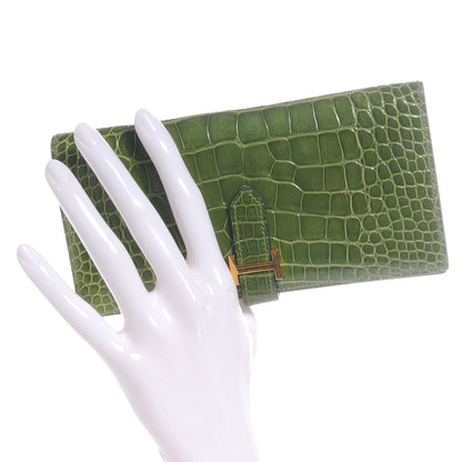 Hermes Alligator Bearn H Wallet Vert Benghal 2 of 8