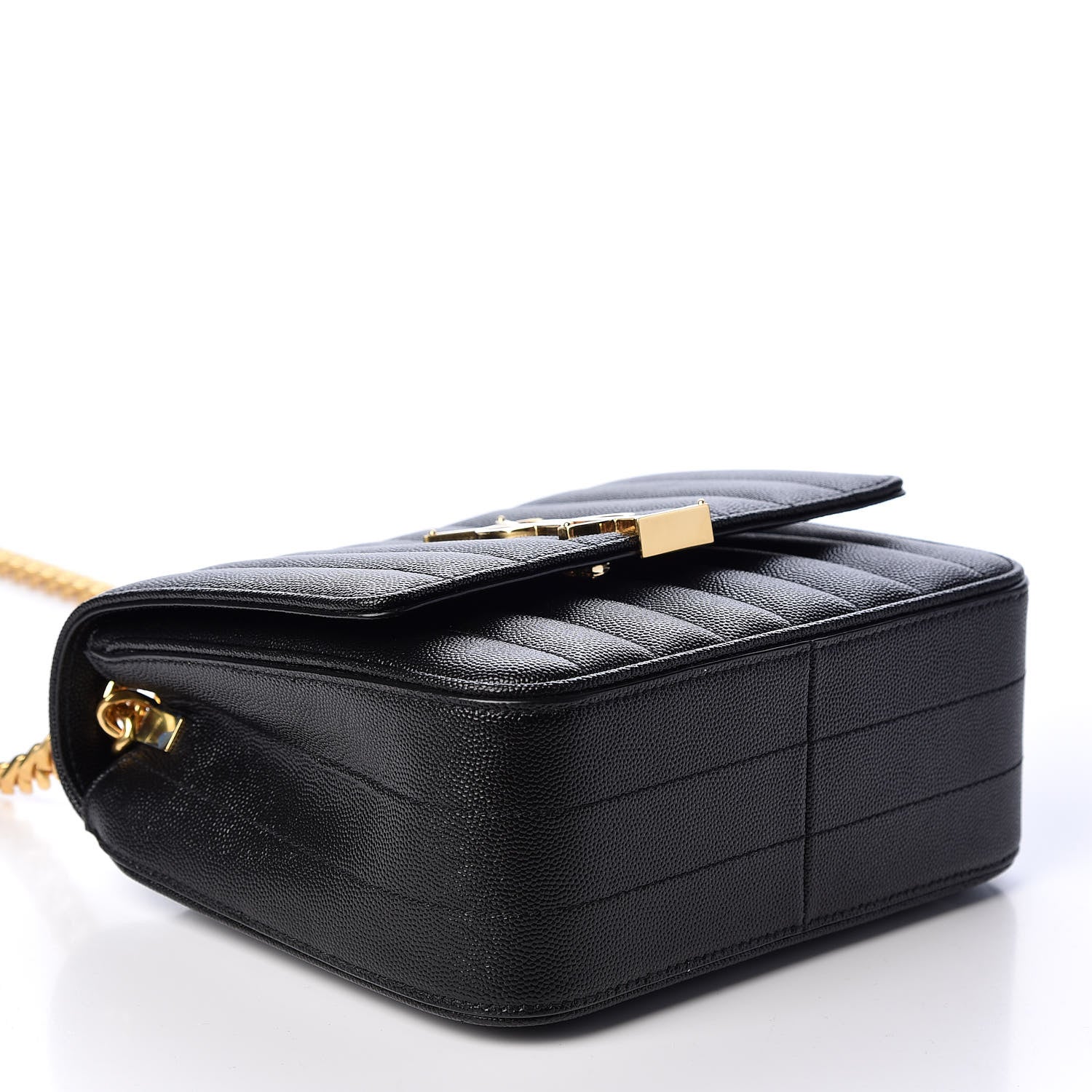 Saint Laurent Grain De Poudre Matelasse Monogram Medium Vicky Chain Bag Black 3 of 9
