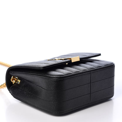 Saint Laurent Grain De Poudre Matelasse Monogram Medium Vicky Chain Bag Black 3 of 9