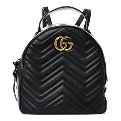 Gucci Calfskin Matelasse GG Marmont Dome Backpack Black 1 of 24