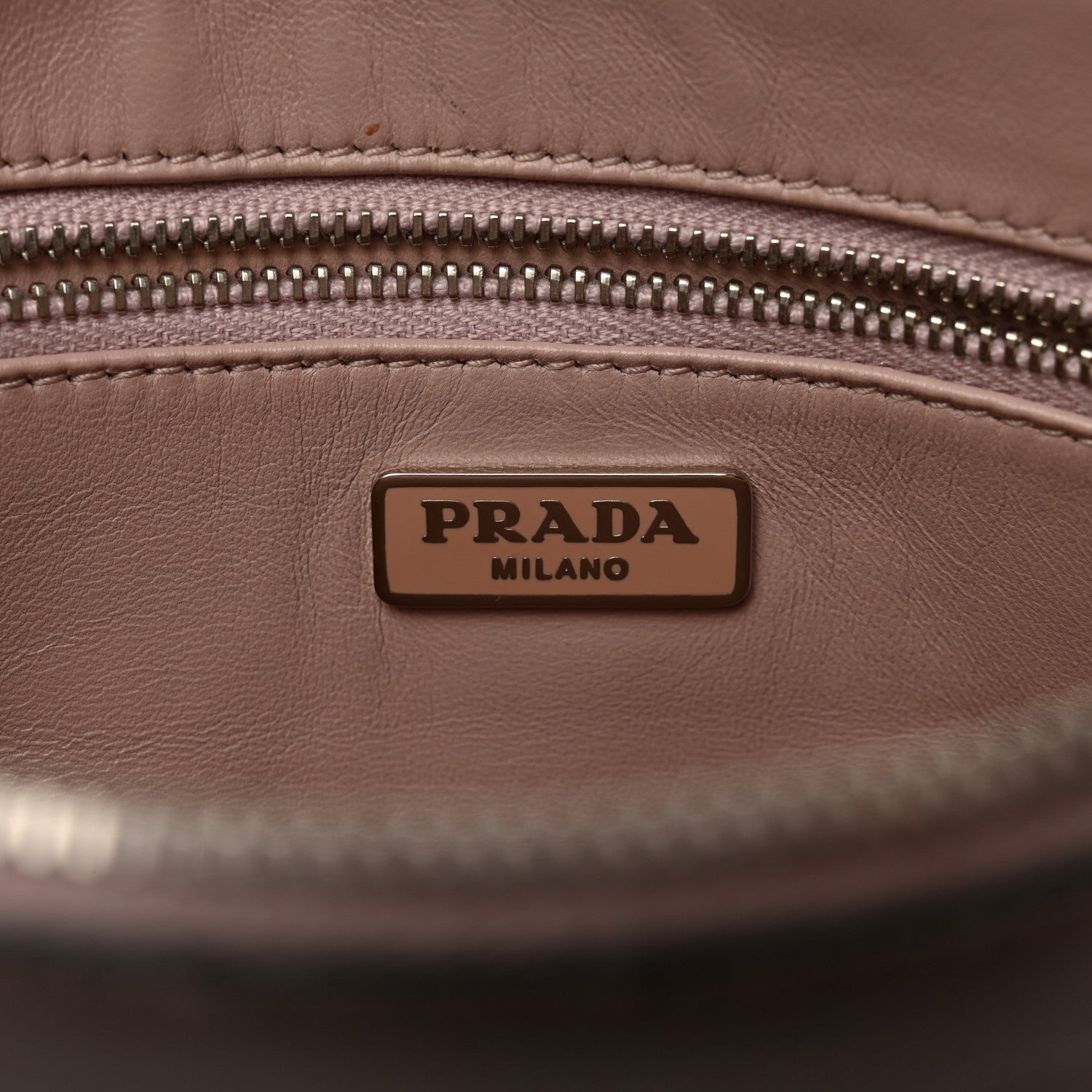 Prada Metallic Saffiano Hand Strap Clutch Pink Silver 6 of 7