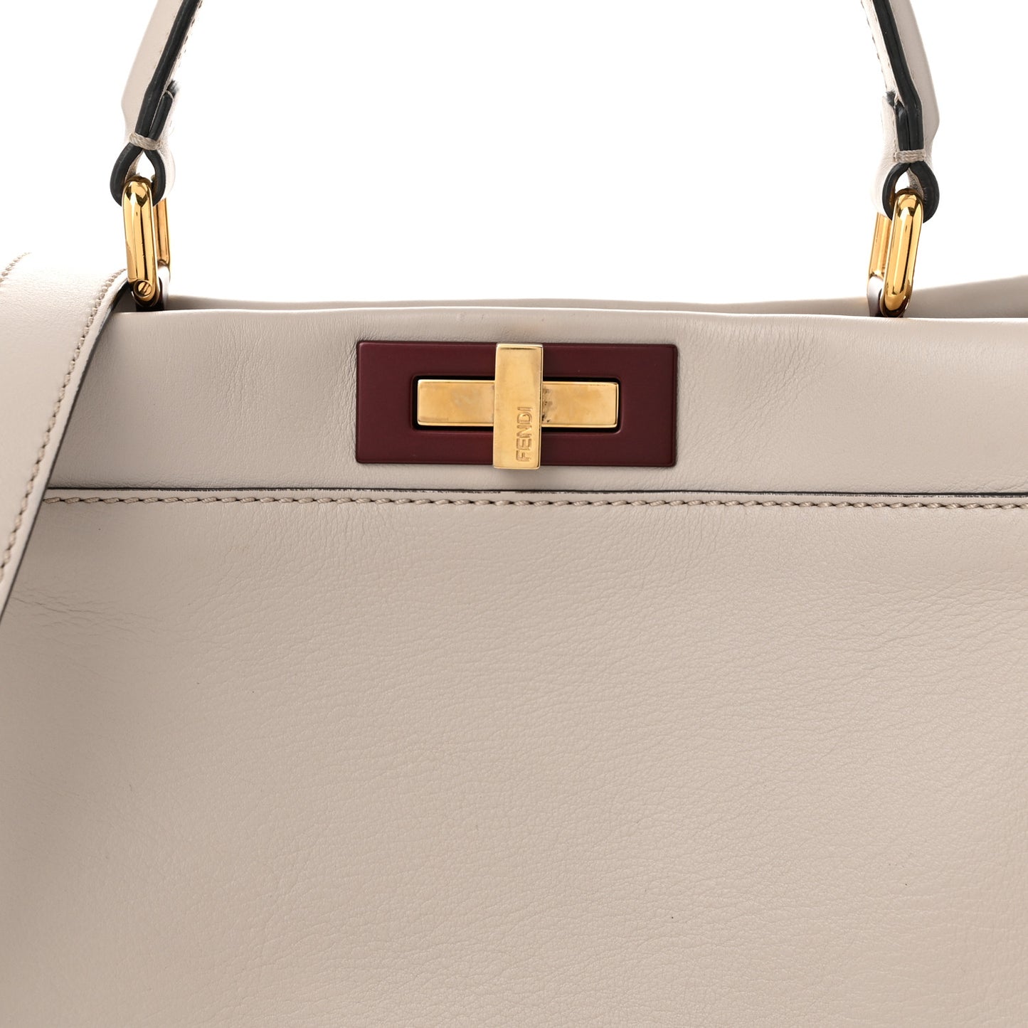 Vitello Seta Shiny Nappa Medium Peekaboo Iconic Satchel Grigio Polvere Bois de Rose