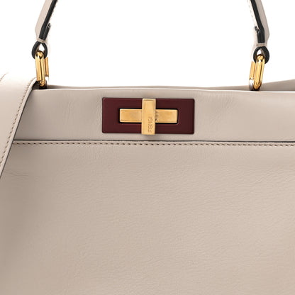 Fendi Vitello Seta Shiny Nappa Medium Peekaboo Iconic Satchel Grigio Polvere Bois de Rose 9 of 13