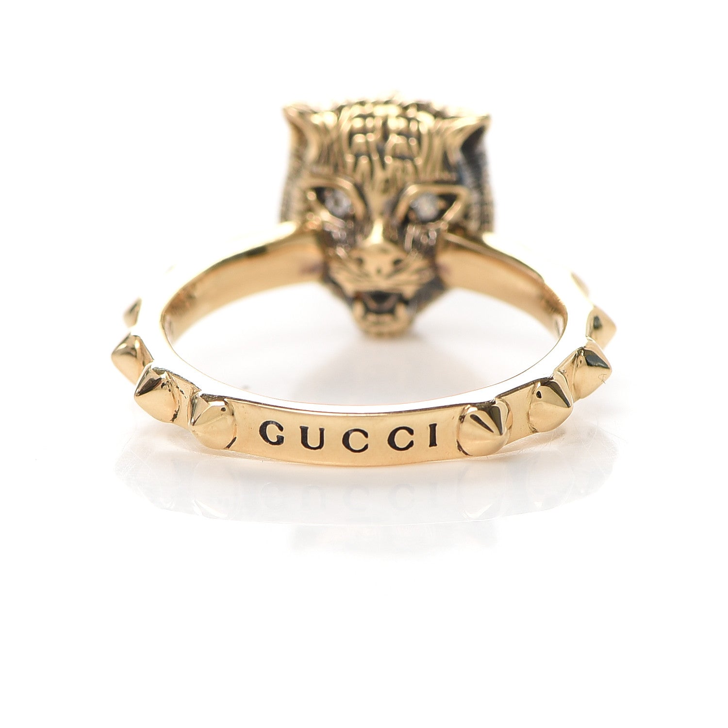 Gucci 18K Yellow Gold Pink Tourmaline Le Marché Des Merveilles Feline Ring 53 6.25 6 of 6