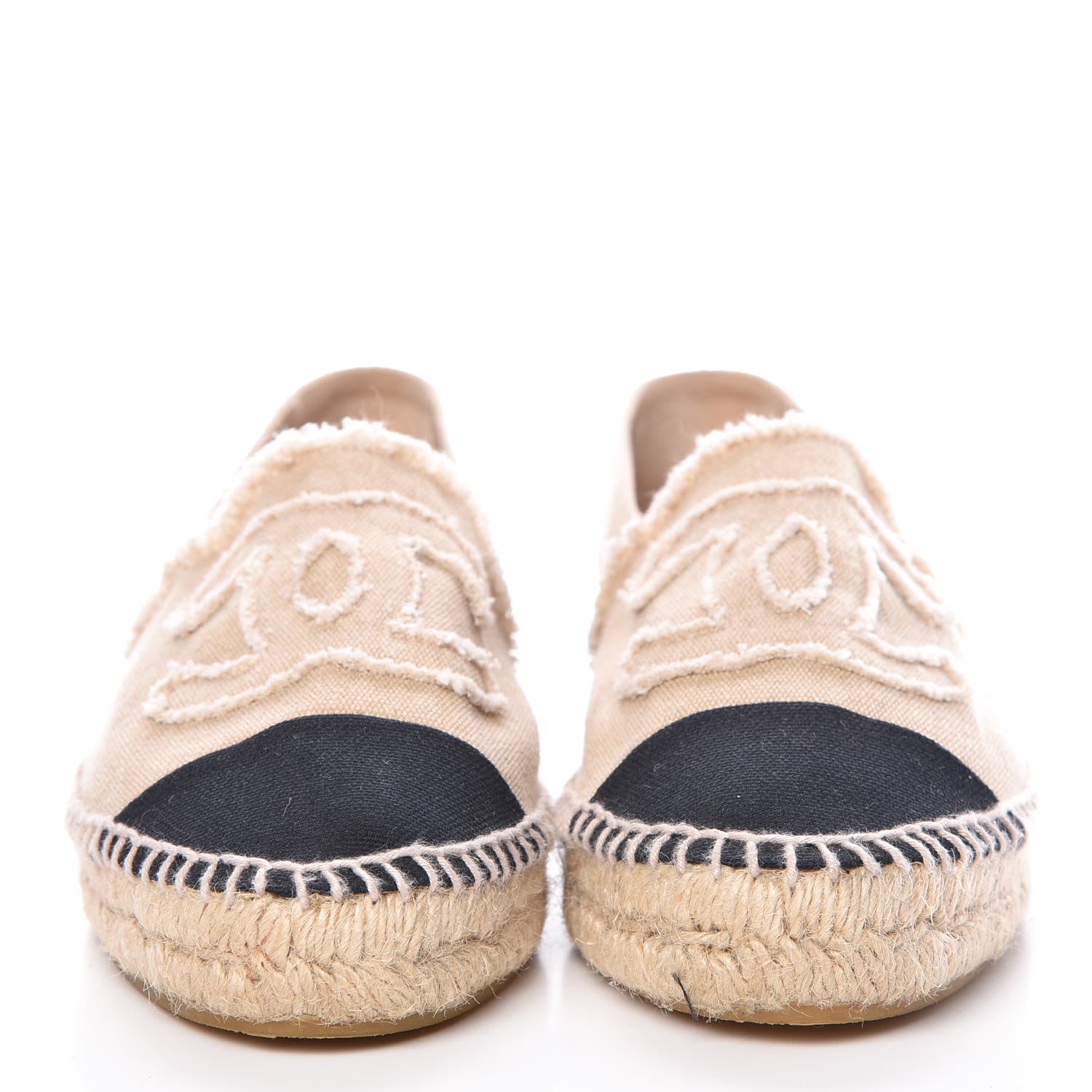 Chanel Toile CC Espadrilles 38 Beige Black 2 of 11