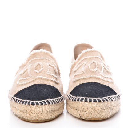 Chanel Toile CC Espadrilles 38 Beige Black 2 of 11