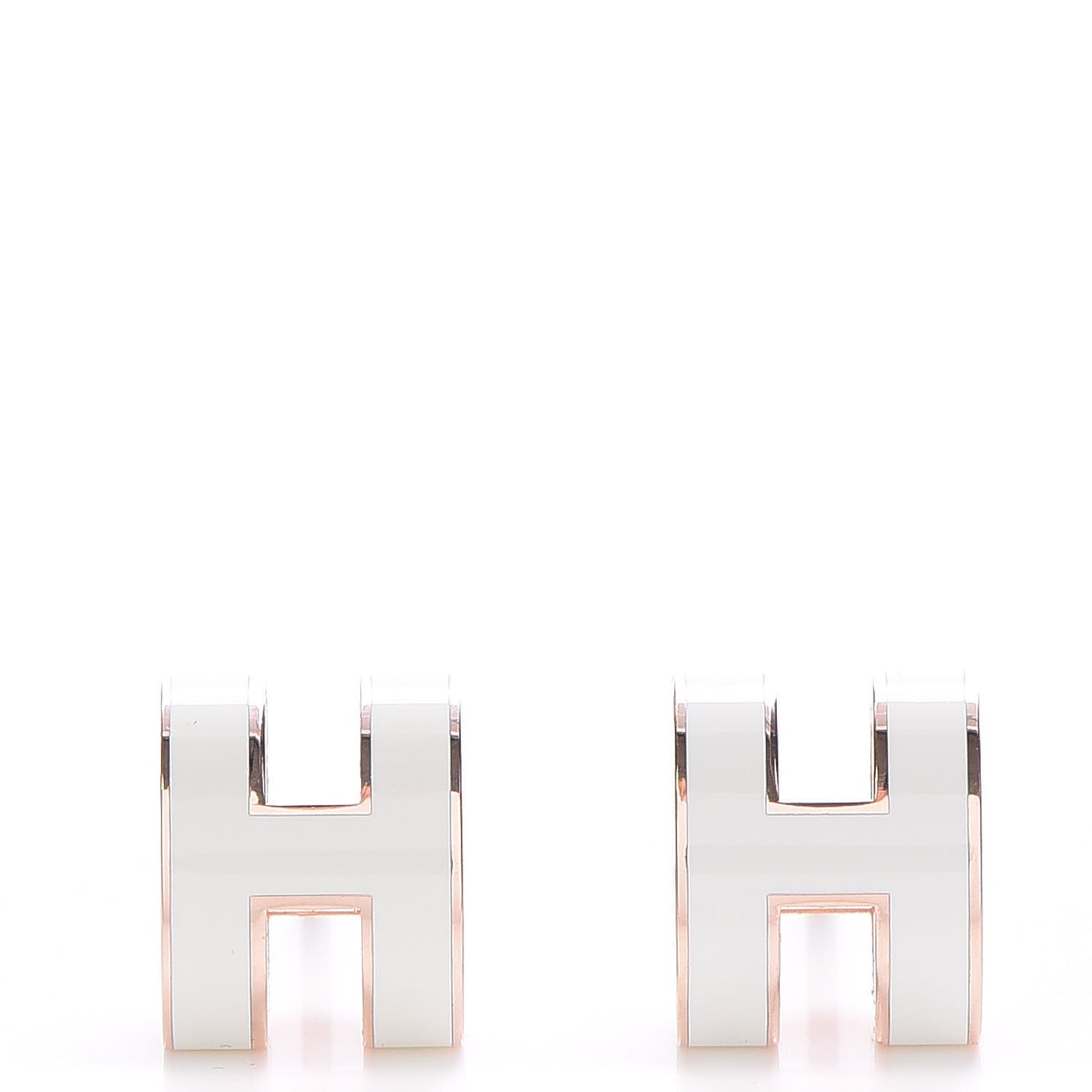 Rose Gold Lacquered Pop H Earrings White