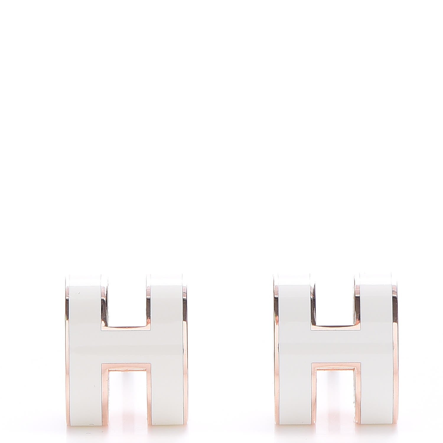 Hermes Rose Gold Lacquered Pop H Earrings White 1 of 6