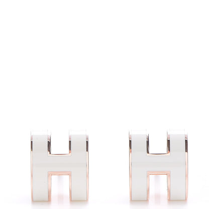 Hermes Rose Gold Lacquered Pop H Earrings White 1 of 6