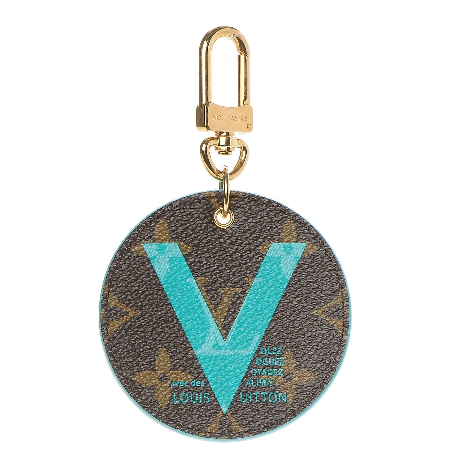 Louis Vuitton Monogram Illustre V Bag Charm Key Ring Turquoise 1 of 5