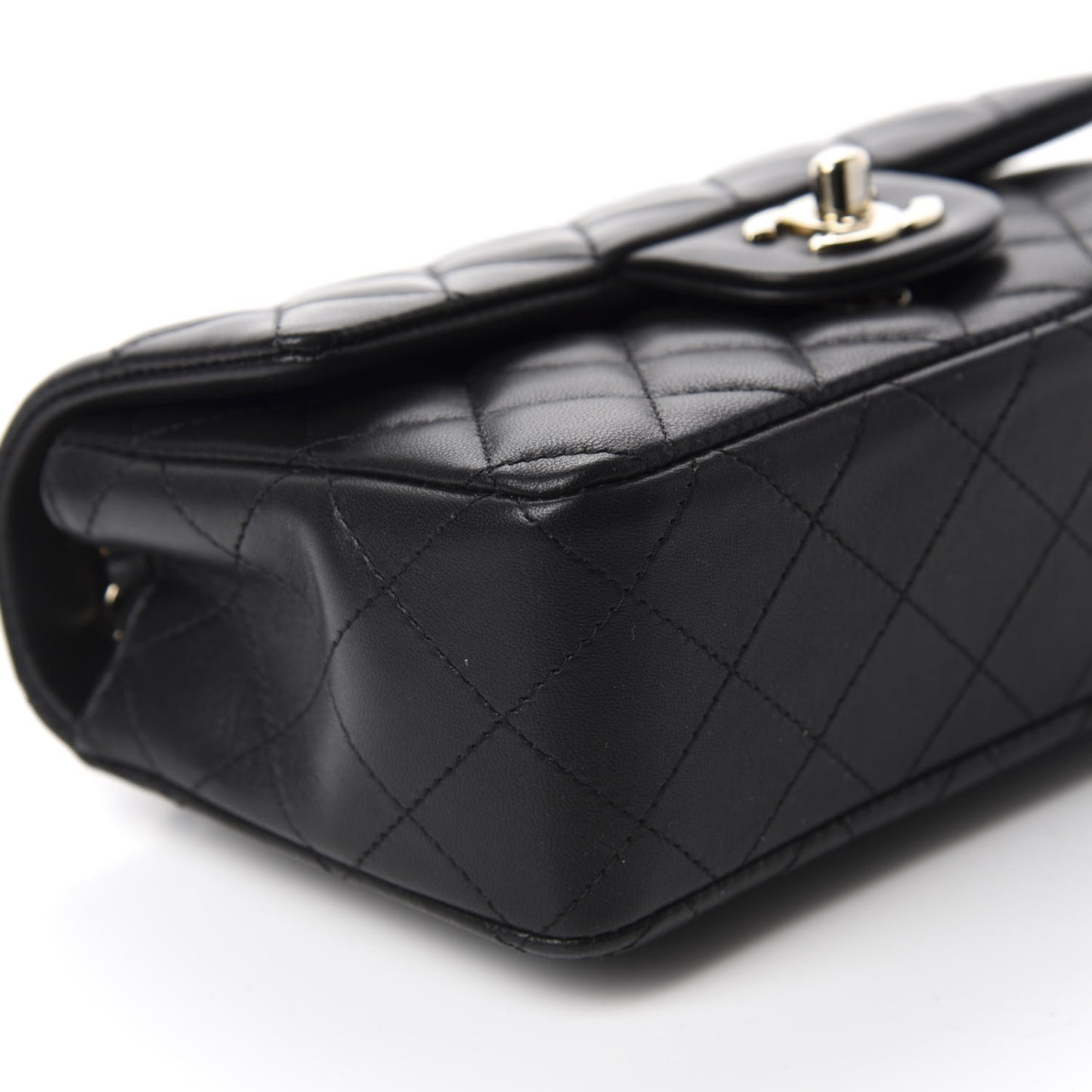 Lambskin Quilted Mini Rectangular Flap Black
