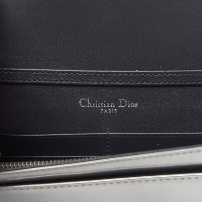 Christian Dior Metallic Patent Micro-Cannage Diorama Wallet on Chain Pouch Silver 6 of 10