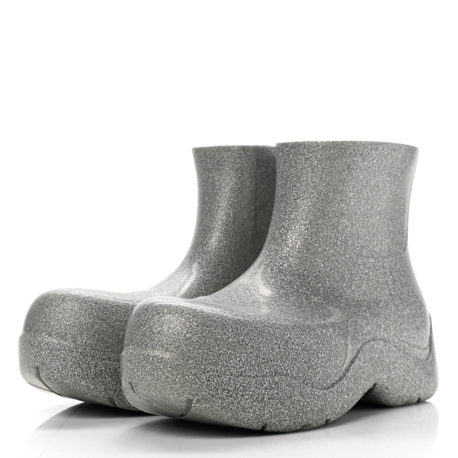 Bottega Veneta Sparkle Rubber Puddle Ankle Boots 43 Silver 3 of 7