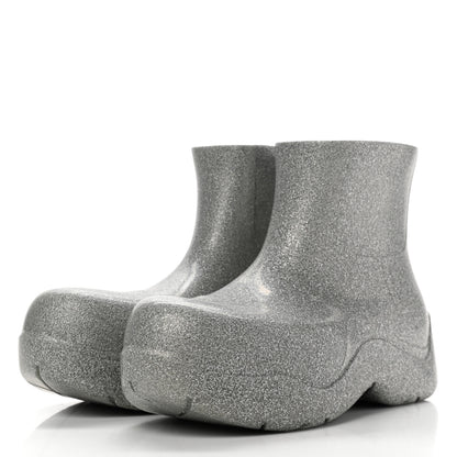Bottega Veneta Sparkle Rubber Puddle Ankle Boots 43 Silver 3 of 7