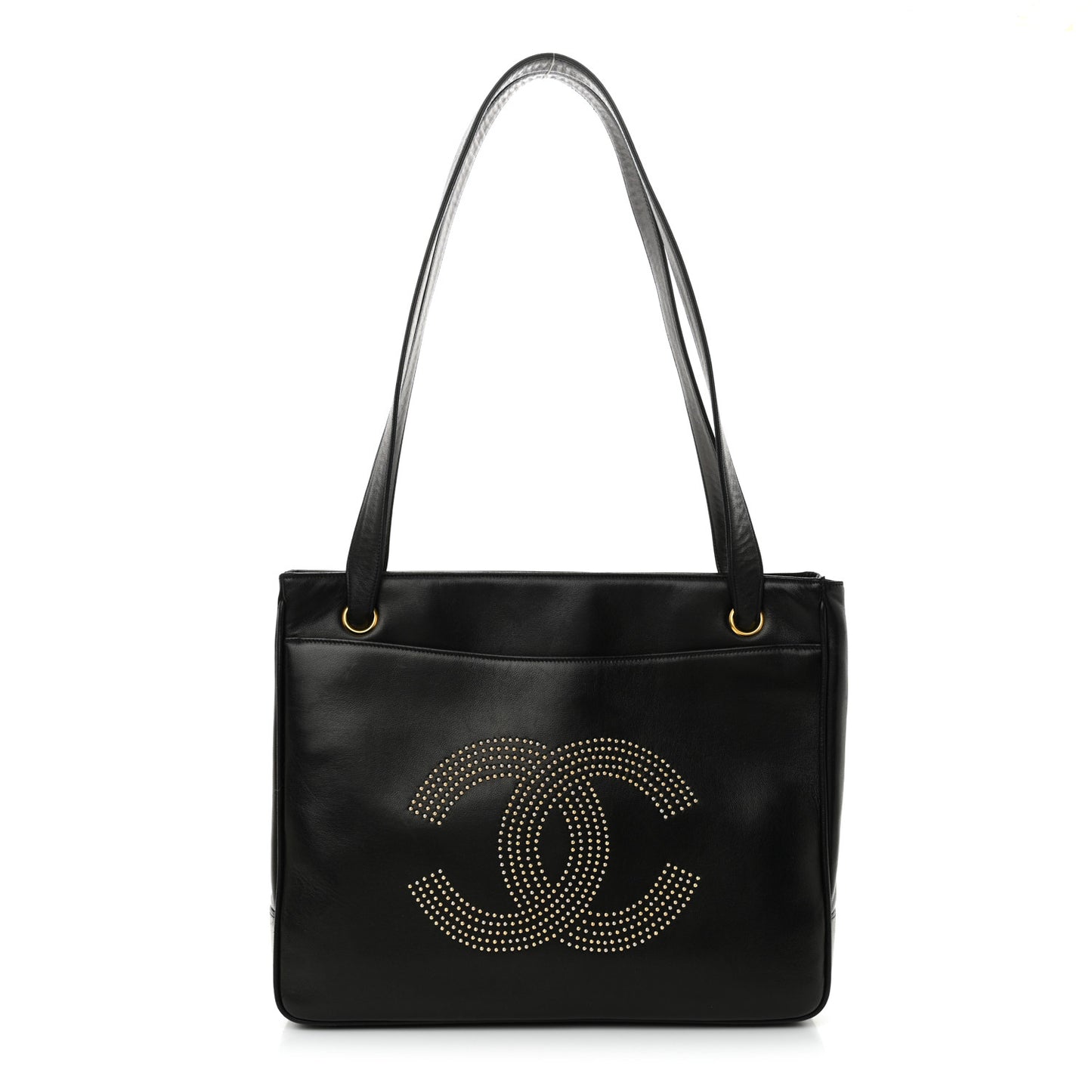 Lambskin Studded CC Tote Black