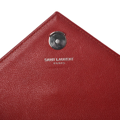 Saint Laurent Sheepskin Matelasse Chevron Monogram College Chain Wallet New Red 6 of 6