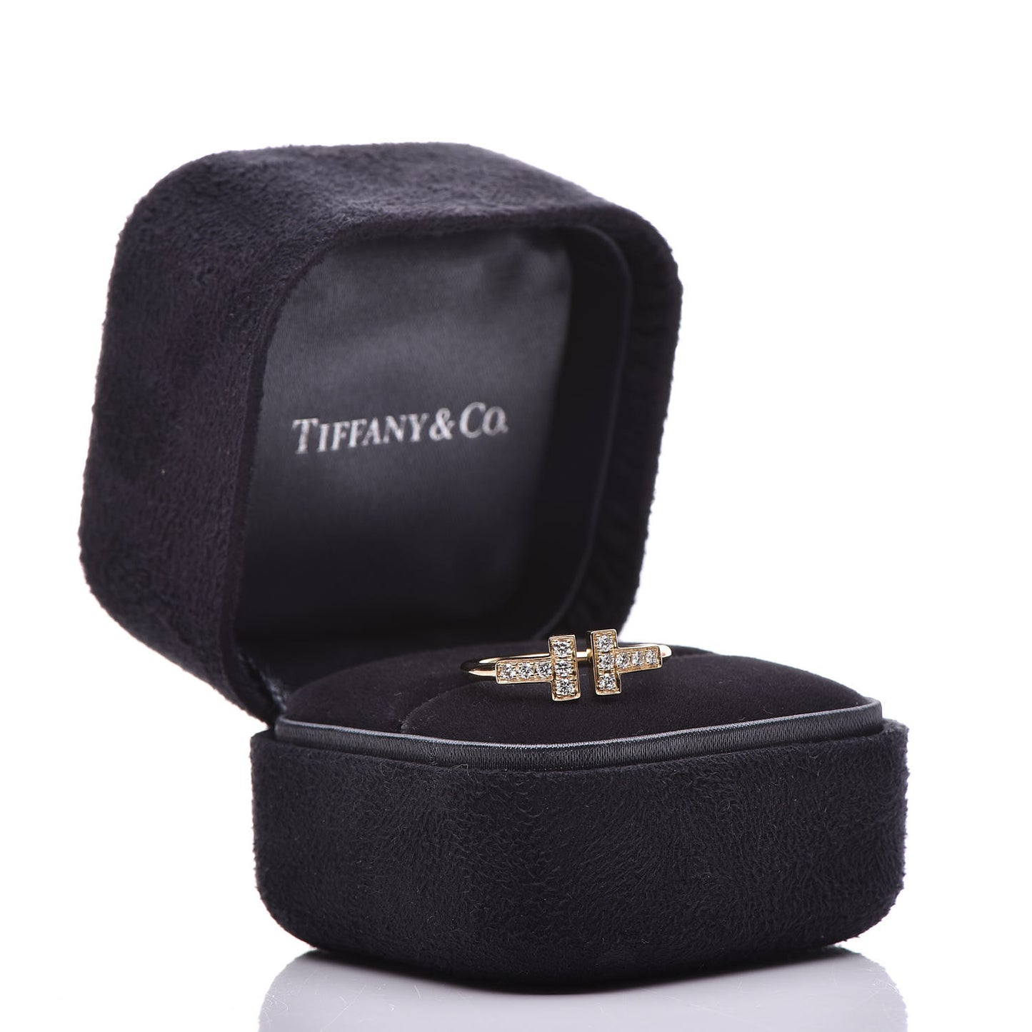 18K Yellow Gold Diamond T Wire Ring 49 5