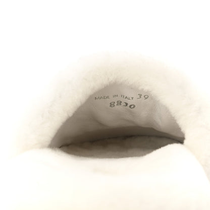 Prada Montone Metal Triangle Logo 20mm Slippers 39 Bianco 6 of 9