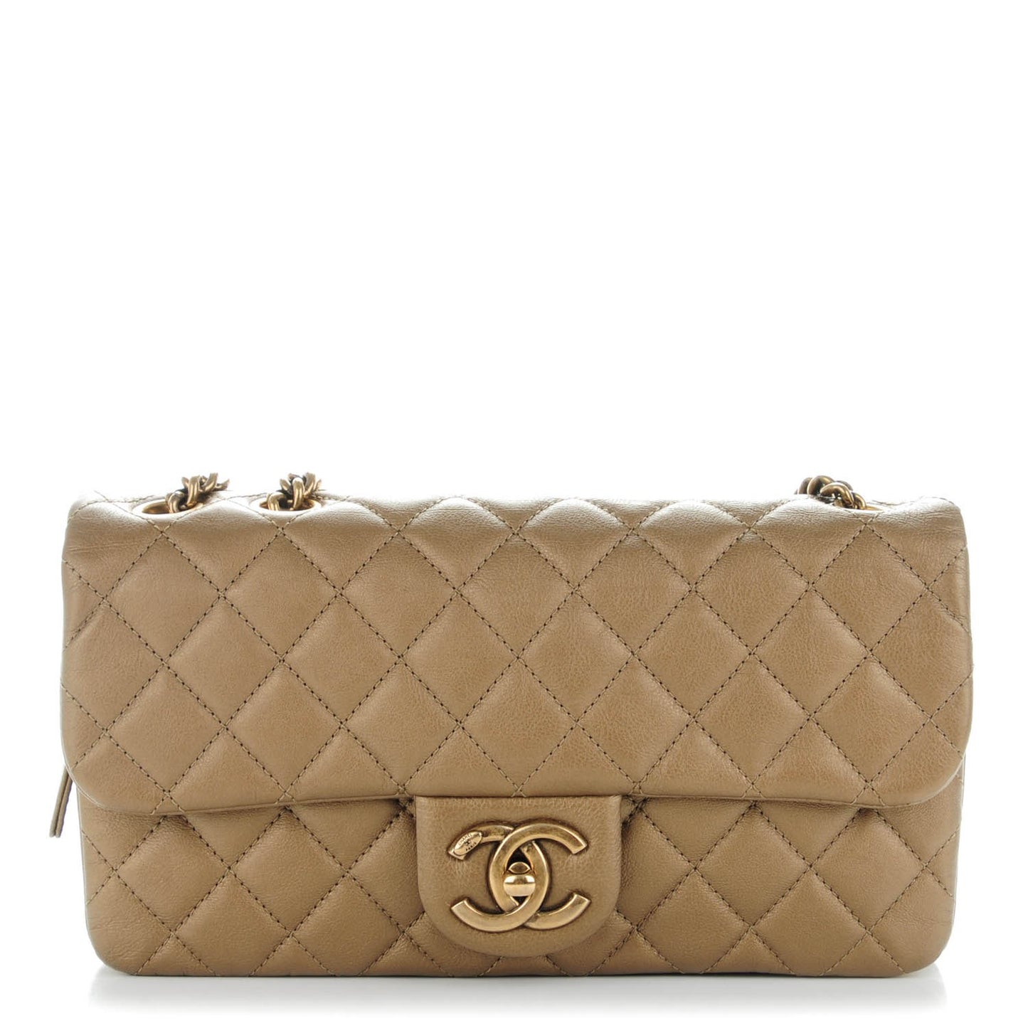 Calfskin CC Crown Small Flap Gold