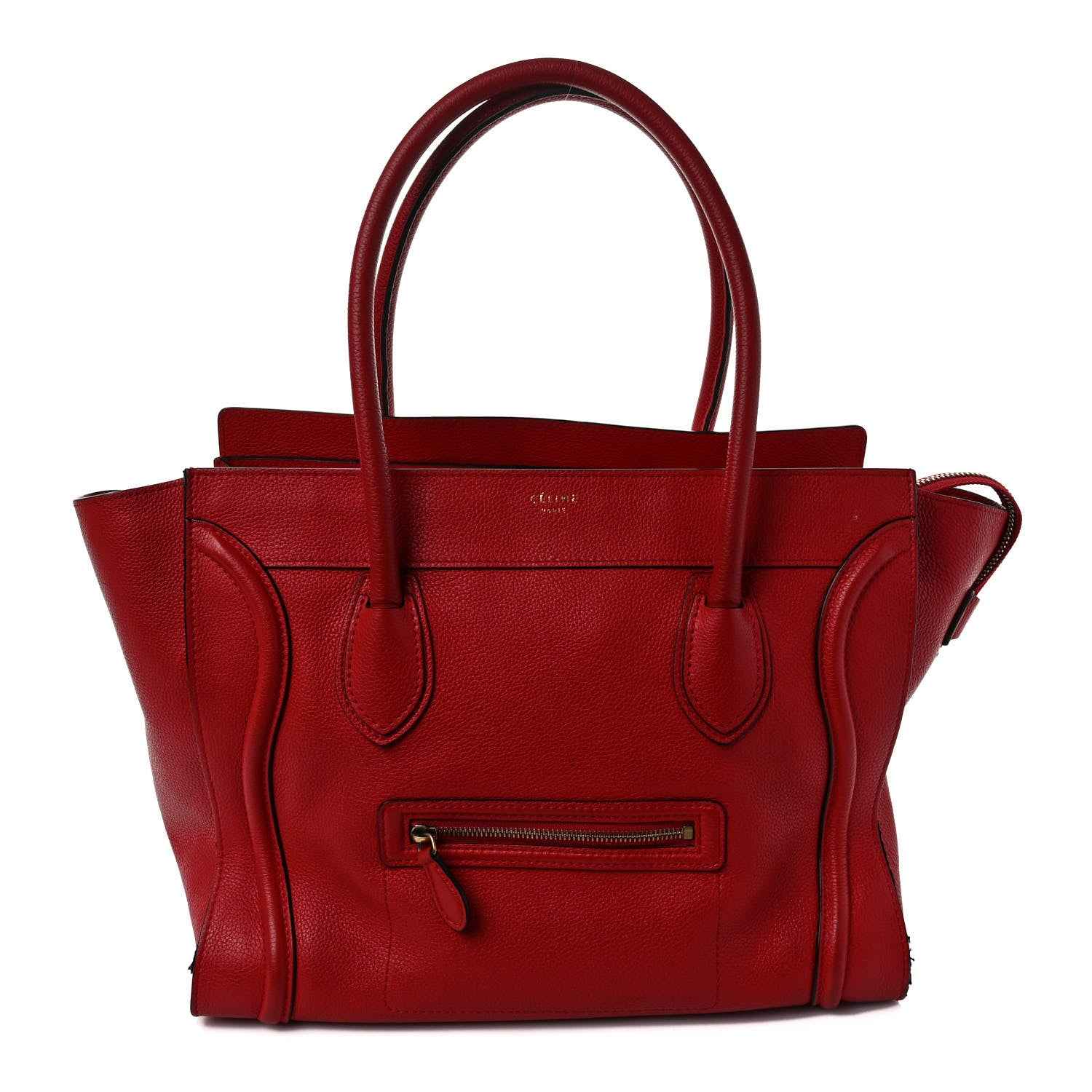 Celine Drummed Calfskin Mini Luggage Coquelicot 1 of 9