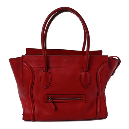 Celine Drummed Calfskin Mini Luggage Coquelicot 1 of 9