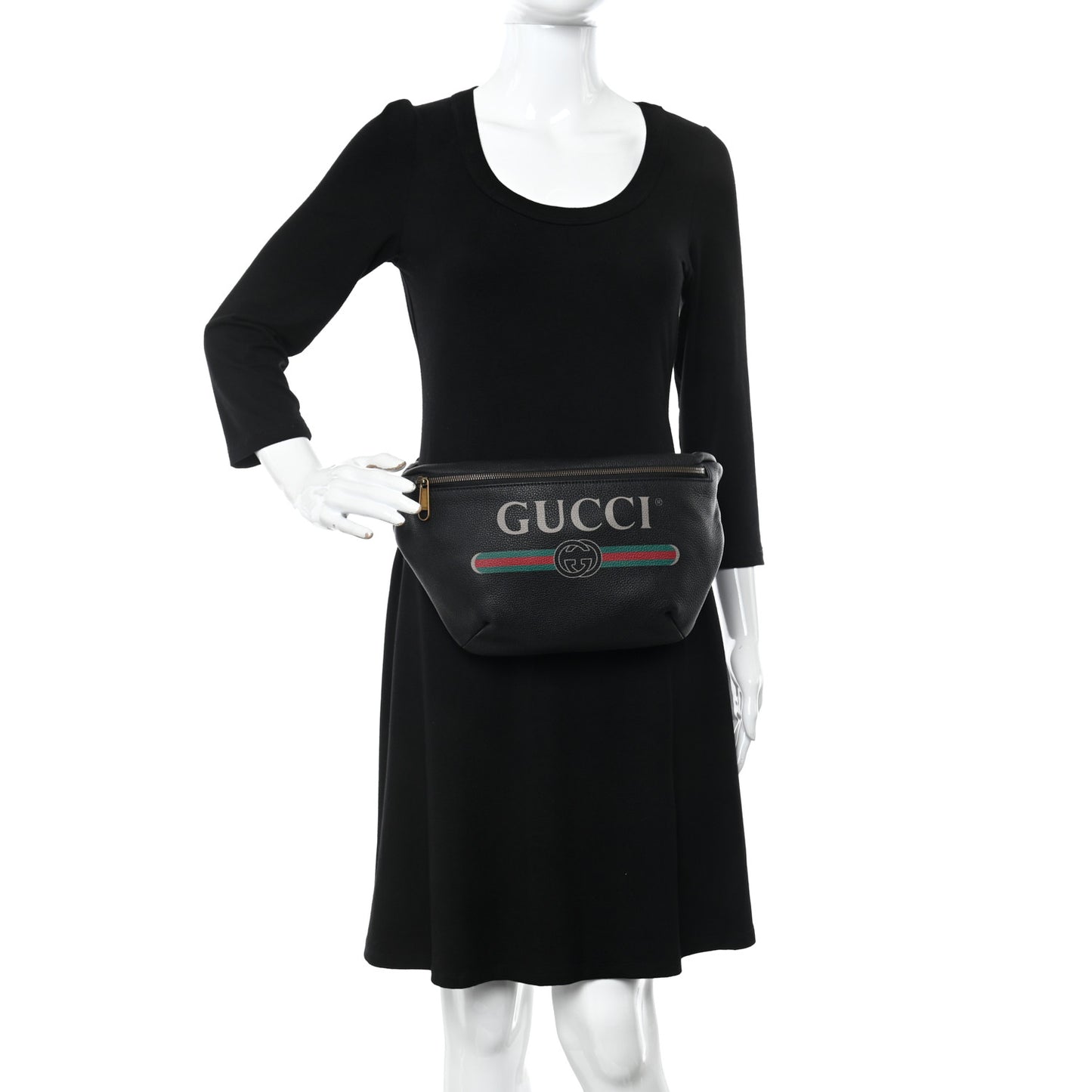 Grained Calfskin Logo Belt Bag Black