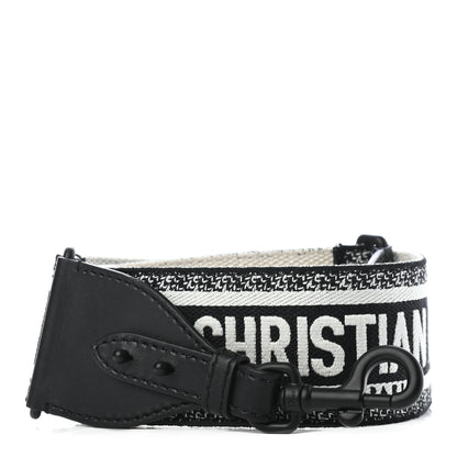 Christian Dior Canvas Embroidered Shoulder Strap Black 1 of 5