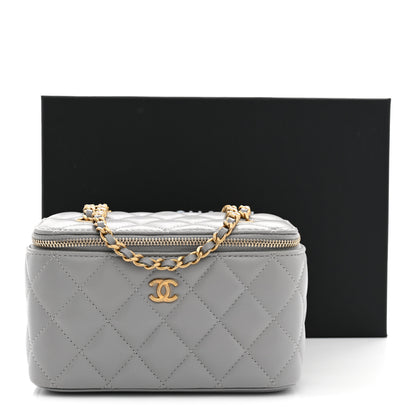 Chanel Lambskin Quilted Small Pearl Crush Vanity Case With Chain Grey 11 of 11