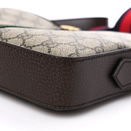 Gucci GG Supreme Monogram Textured Dollar Calfskin Web Ophidia Wristlet Shoulder Bag Beige Ebony New Acero 11 of 15