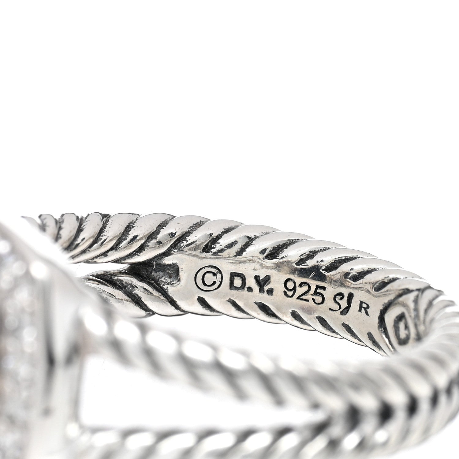 David Yurman Sterling Silver Diamond Black Onyx 7mm Petite Albion Ring 49 5 4 of 5
