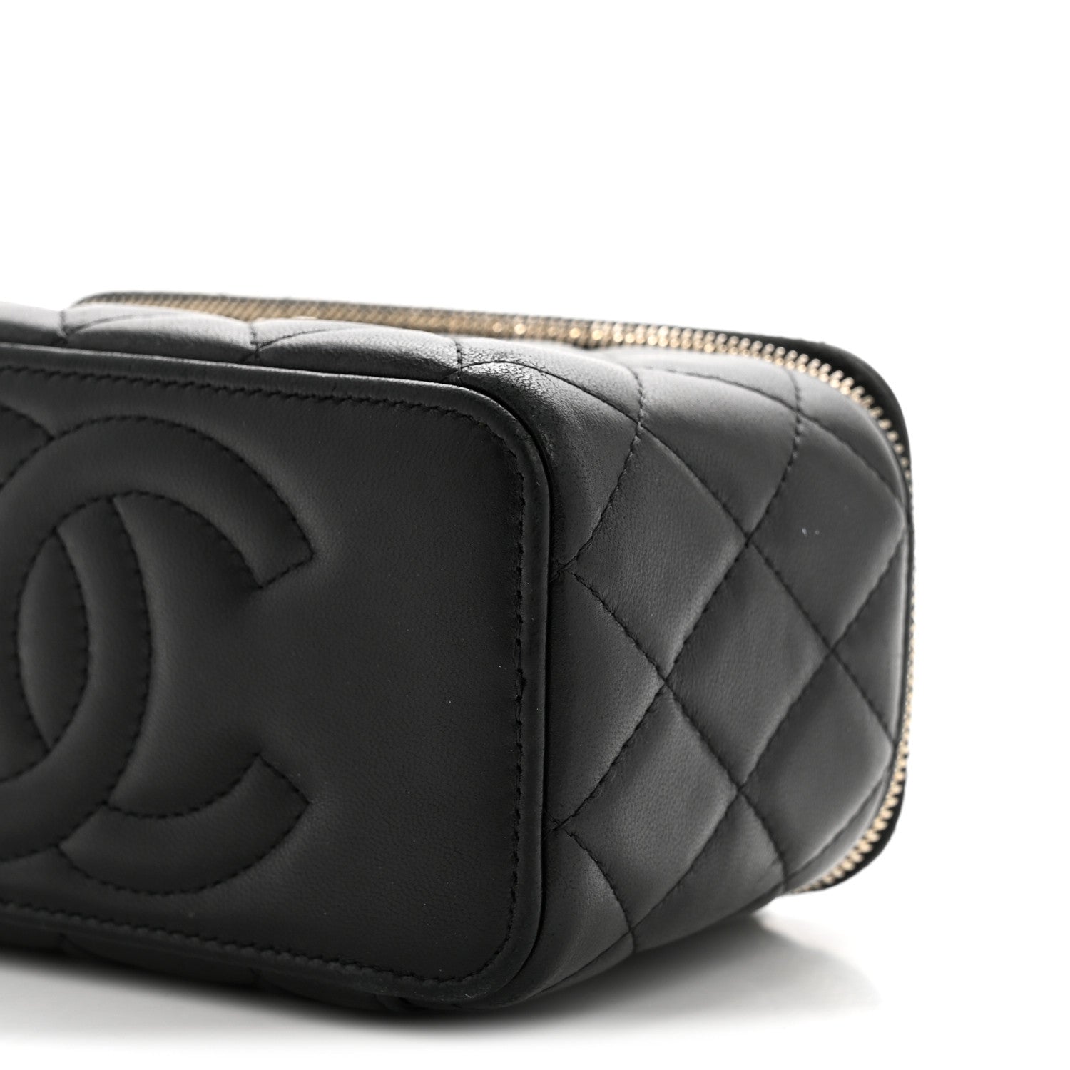 Chanel Lambskin Quilted Pearl Crush Small Vanity Case With Chain Black 10 of 13