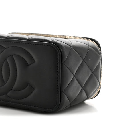 Chanel Lambskin Quilted Pearl Crush Small Vanity Case With Chain Black 10 of 13
