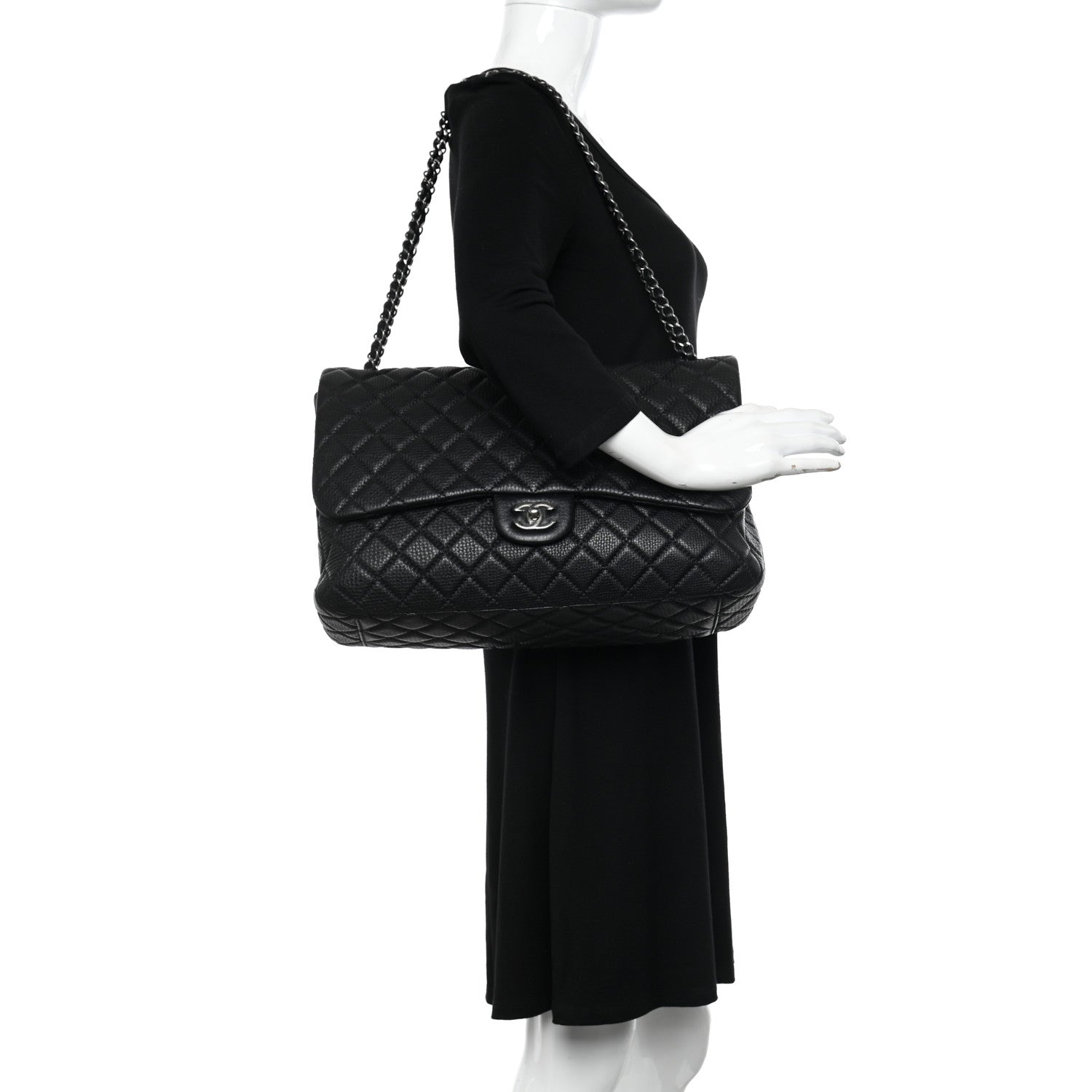 Chanel Calfskin Quilted Small XXL Travel Flap Bag Black 2 of 11
