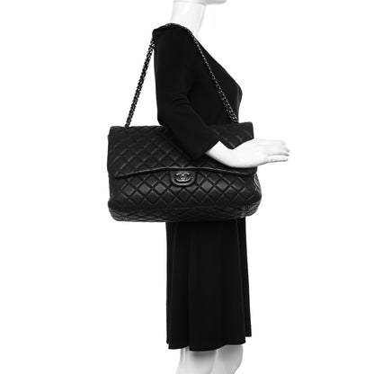 Chanel Calfskin Quilted Small XXL Travel Flap Bag Black 2 of 11