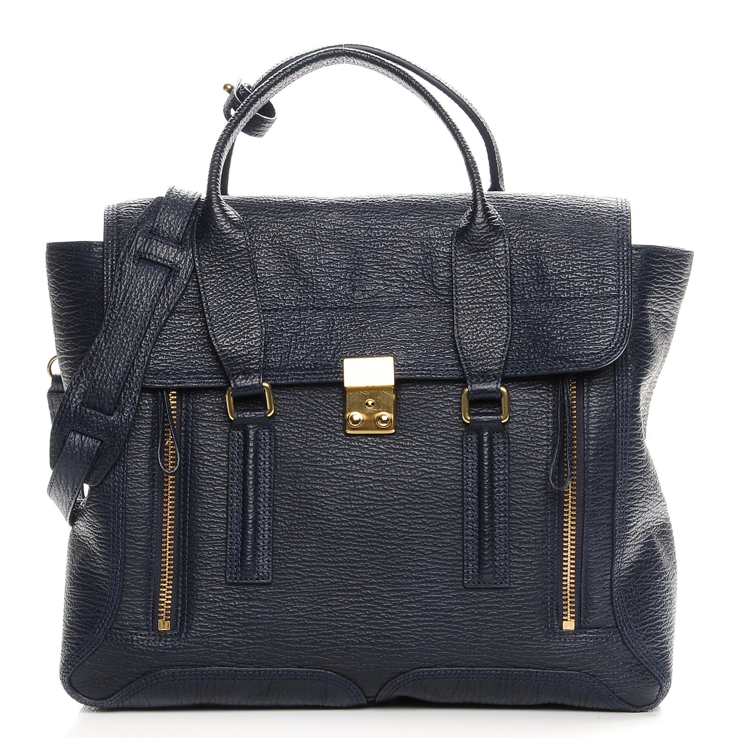 3.1 Textured Calfskin Large Pashli Satchel Ink