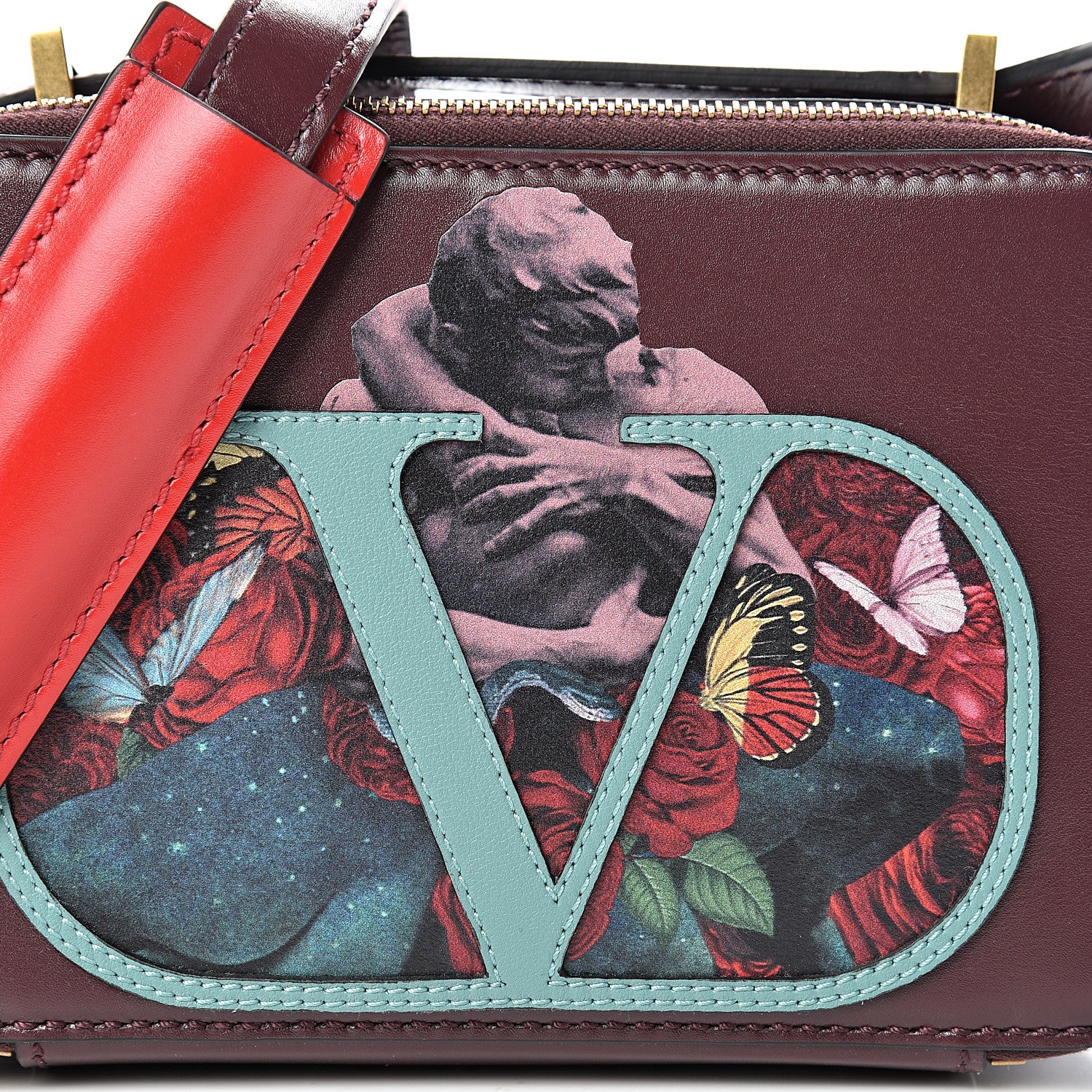 Valentino Garavani X UNDERCOVER Smooth Calfskin Graphic Print VSling Crossbody Bag Rubin 7 of 10