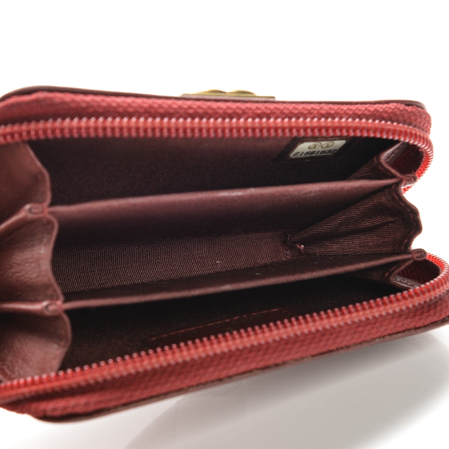 Chanel Lambskin Quilted Boy Zip Around Coin Purse Wallet Dark Red 5 of 9