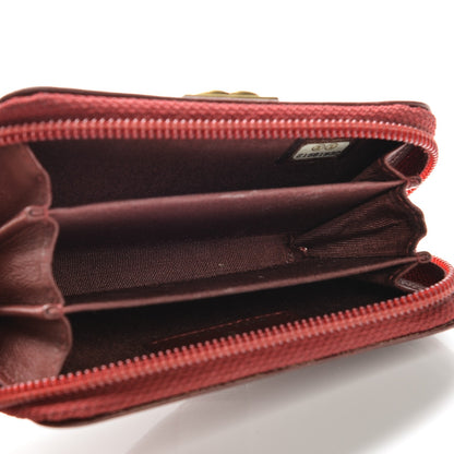 Chanel Lambskin Quilted Boy Zip Around Coin Purse Wallet Dark Red 5 of 9
