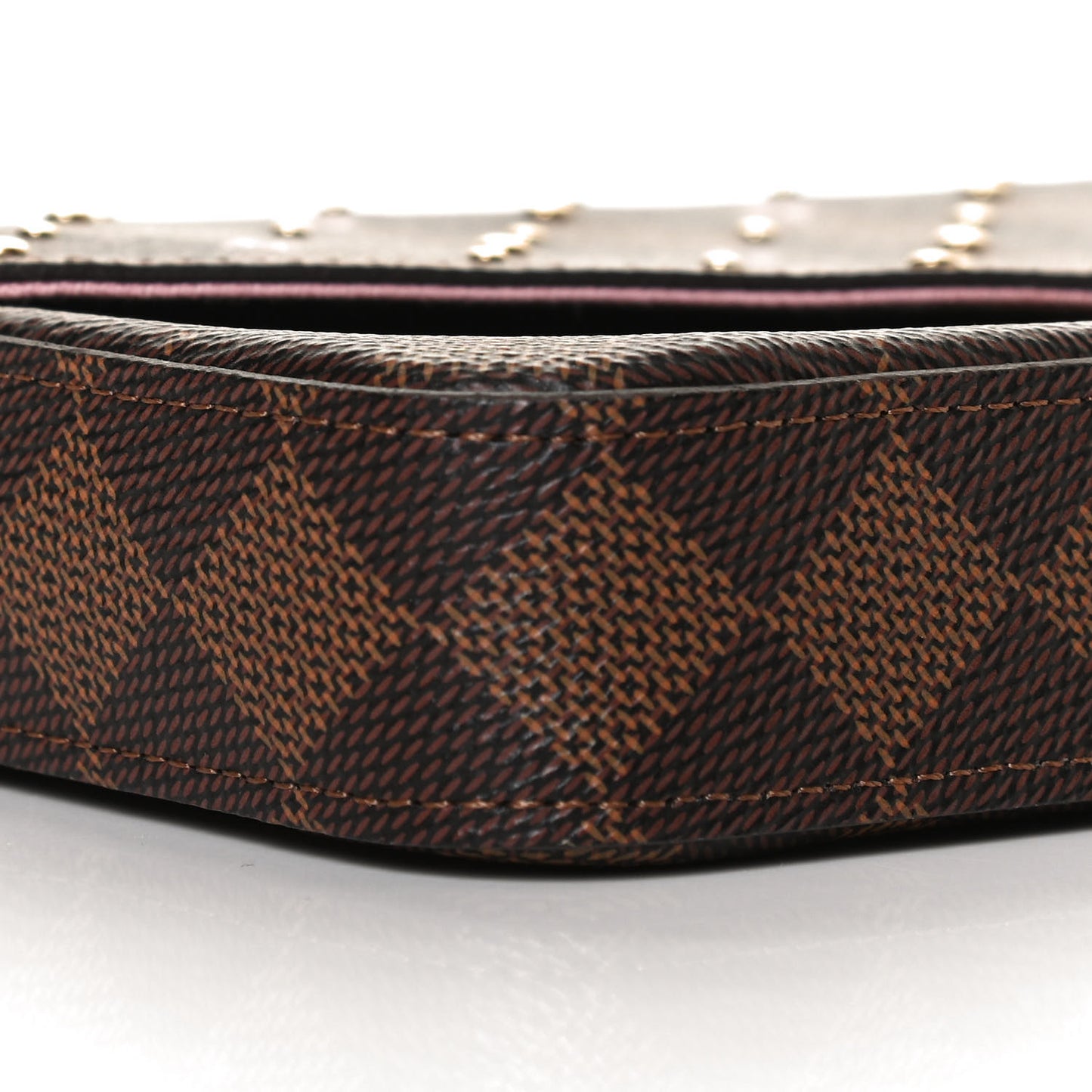 Damier Ebene Studded Pochette Felicie Chain Wallet