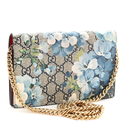 Gucci GG Supreme Monogram Blooms Chain Wallet Blue 3 of 10