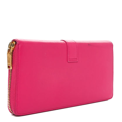 Saint Laurent Calfskin Monogram Zip Around Wallet Fuchsia 3 of 9