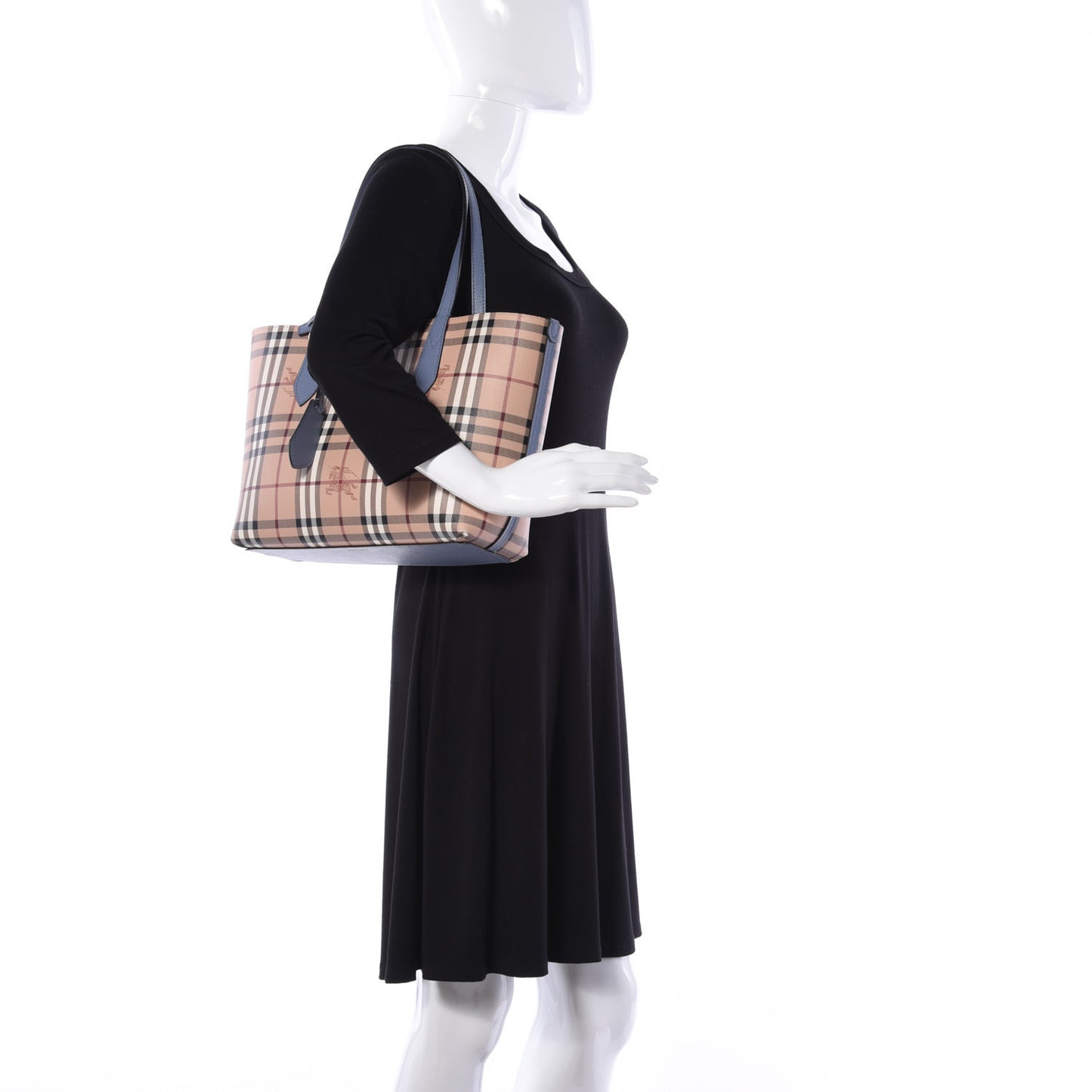 Calfskin Haymarket Check Medium Reversible Tote Blue