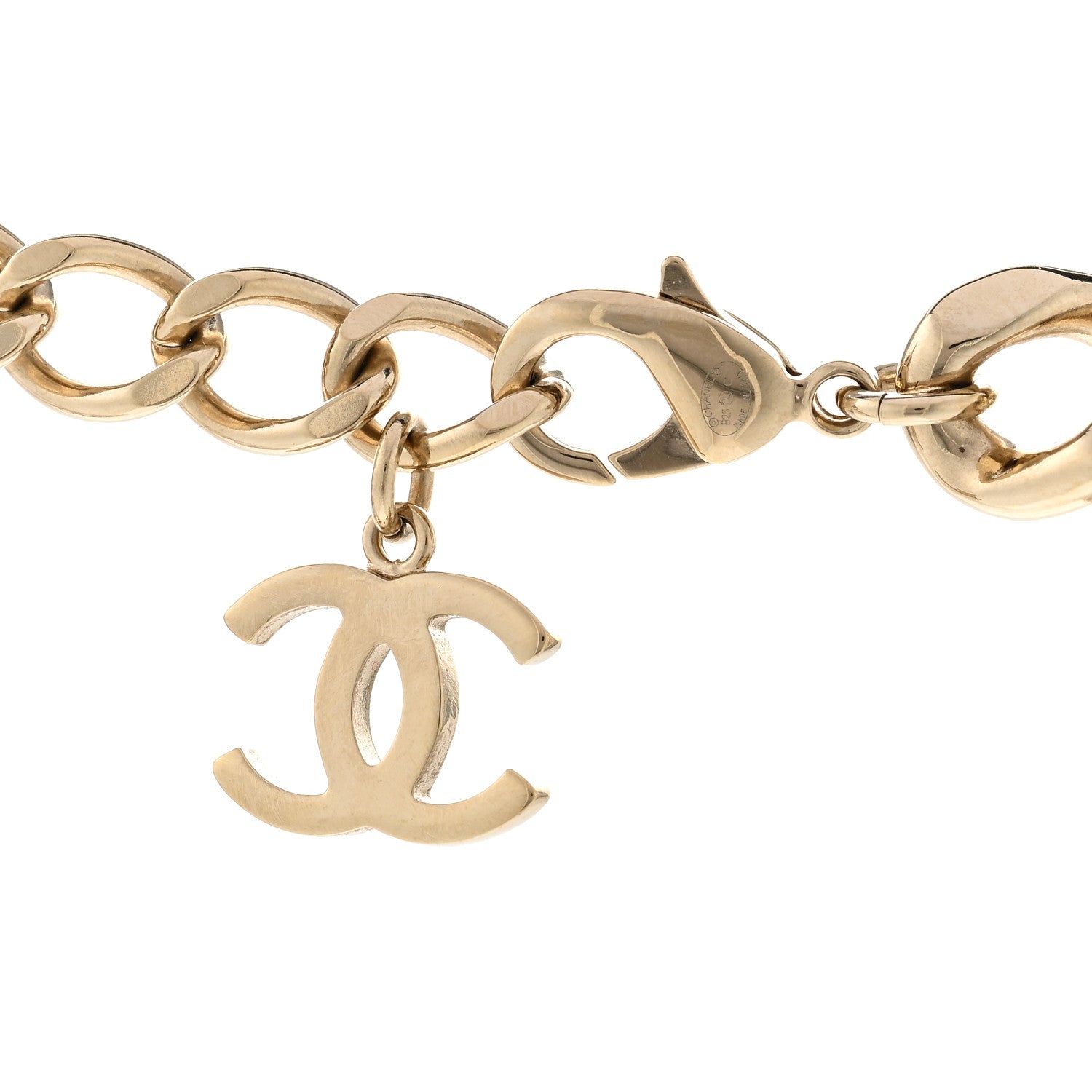 Chanel Enamel Chain Logo Choker Necklace Gold Black 5 of 5